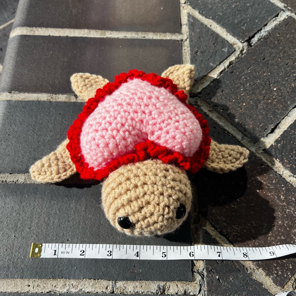 Hand Crocheted Valentine’s Day Sea Turtle Stuffed Animal Plushie! - Picture 13 of 16